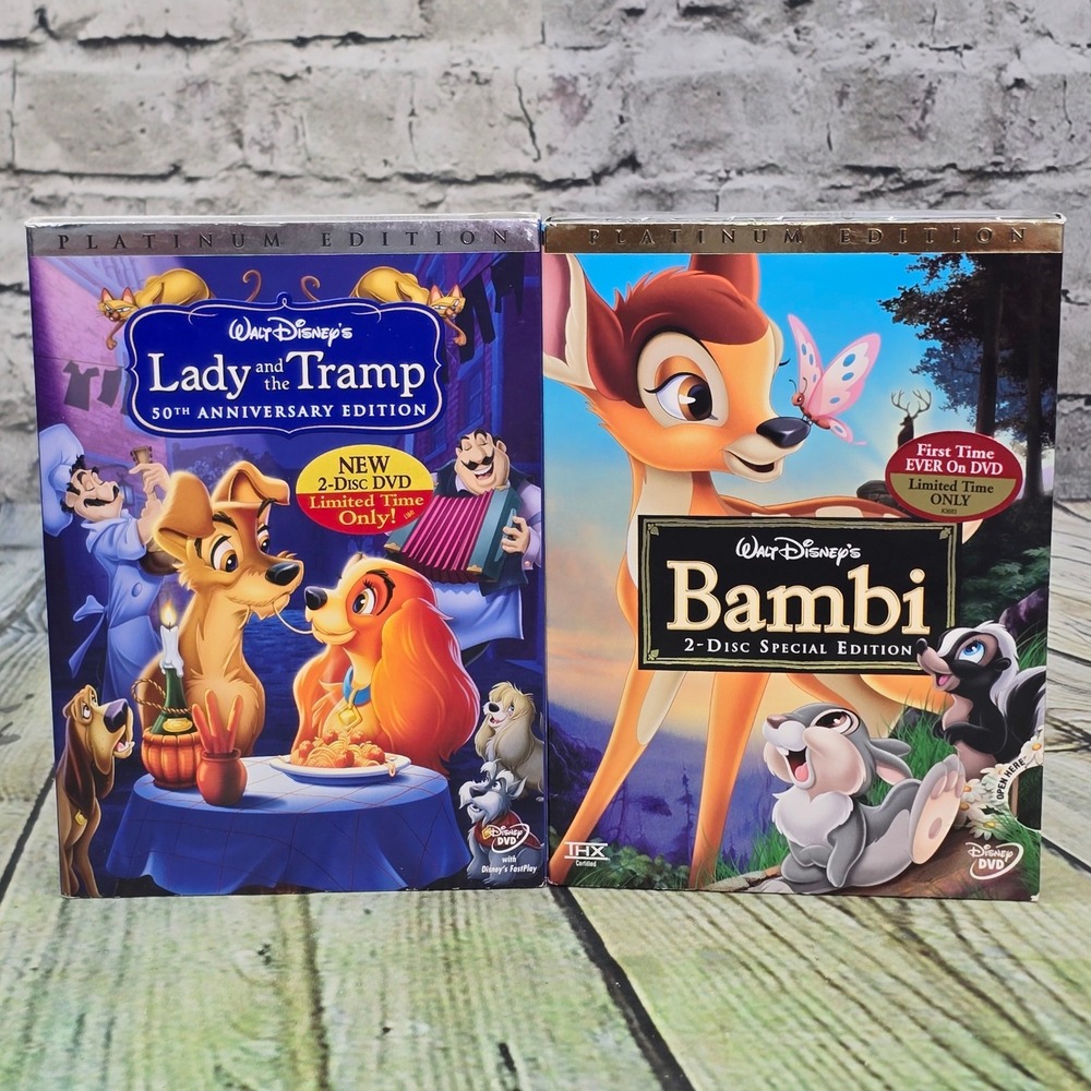 Disney Lady and the Tramp & Bambi Platinum Edition DVD Set 2-Disc Slipcover Lot